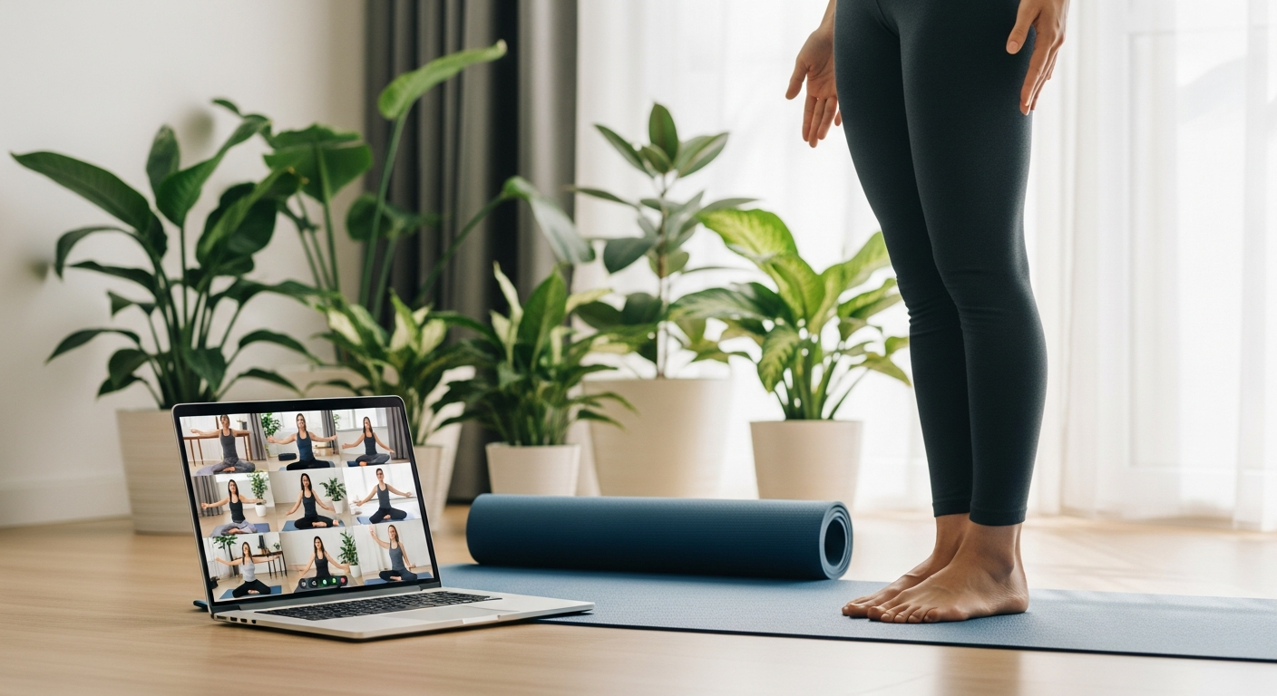 Выполнение простых асан под руководством инструктора